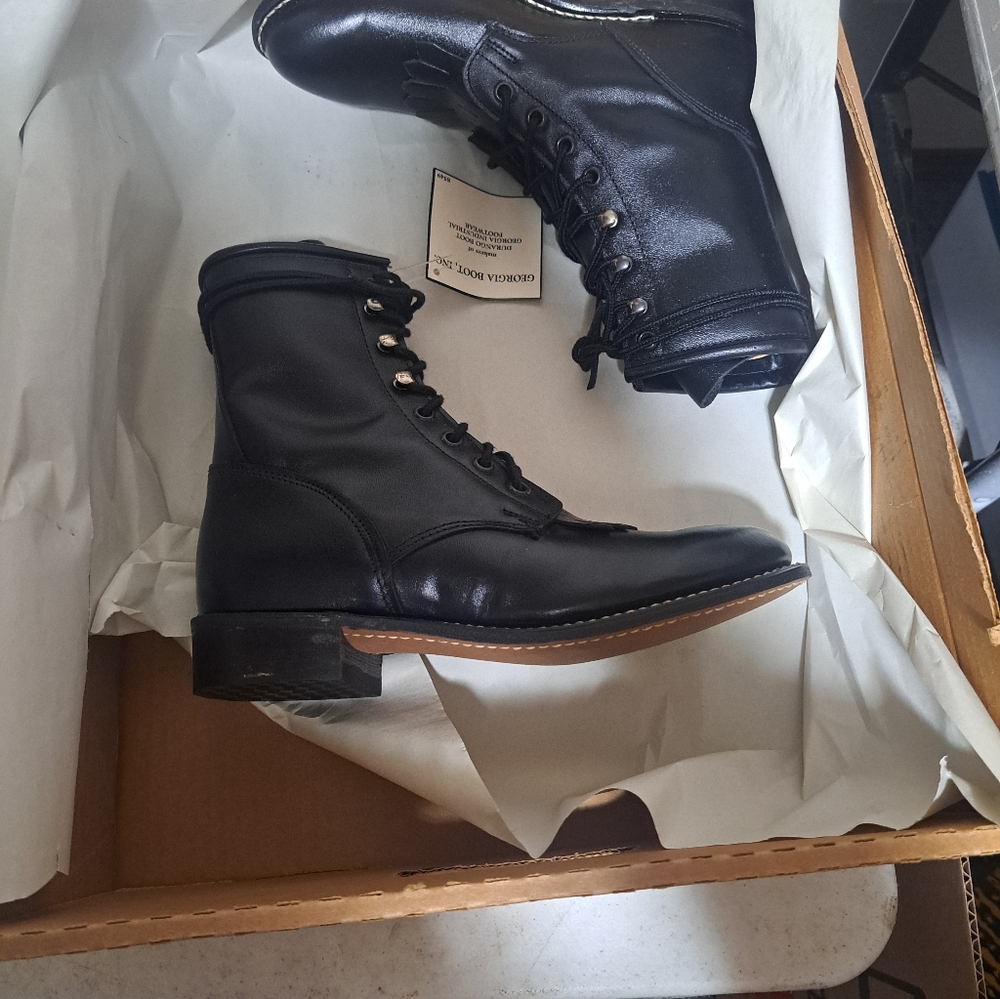 Black Leather Womens  Boots
